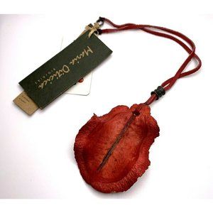 Maria Oiticica Jacaranda Seed Pod Leather Cord Pendant Necklace